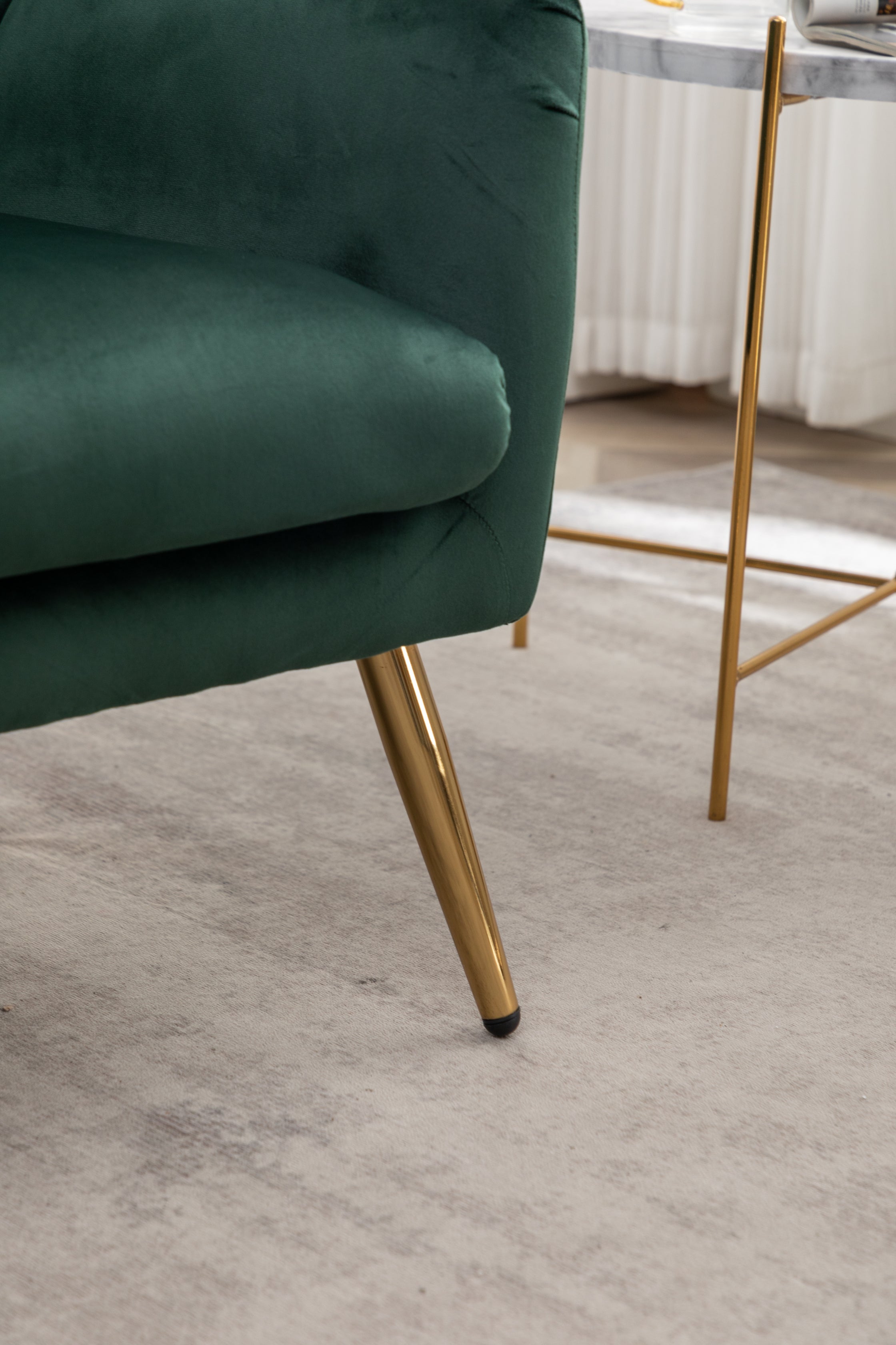 Roundhill Furniture Sovarol Velvet Button Tufted Wingback Accent Chair - Luxurious Green Velvet Upholstery for Living Room, Bedroom & Home Office Decor