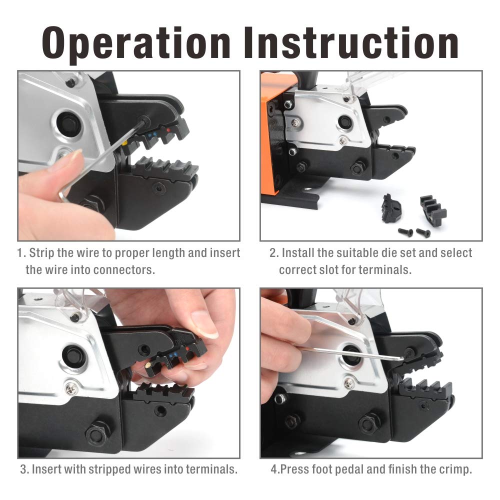 iCrimp AM-10 Pneumatic Crimper Tool for Terminals and Ferrules - 5 Die Sets Included (Up to 16mm²) - Professional Wire Crimping Machine for Electrical and Automotive Applications