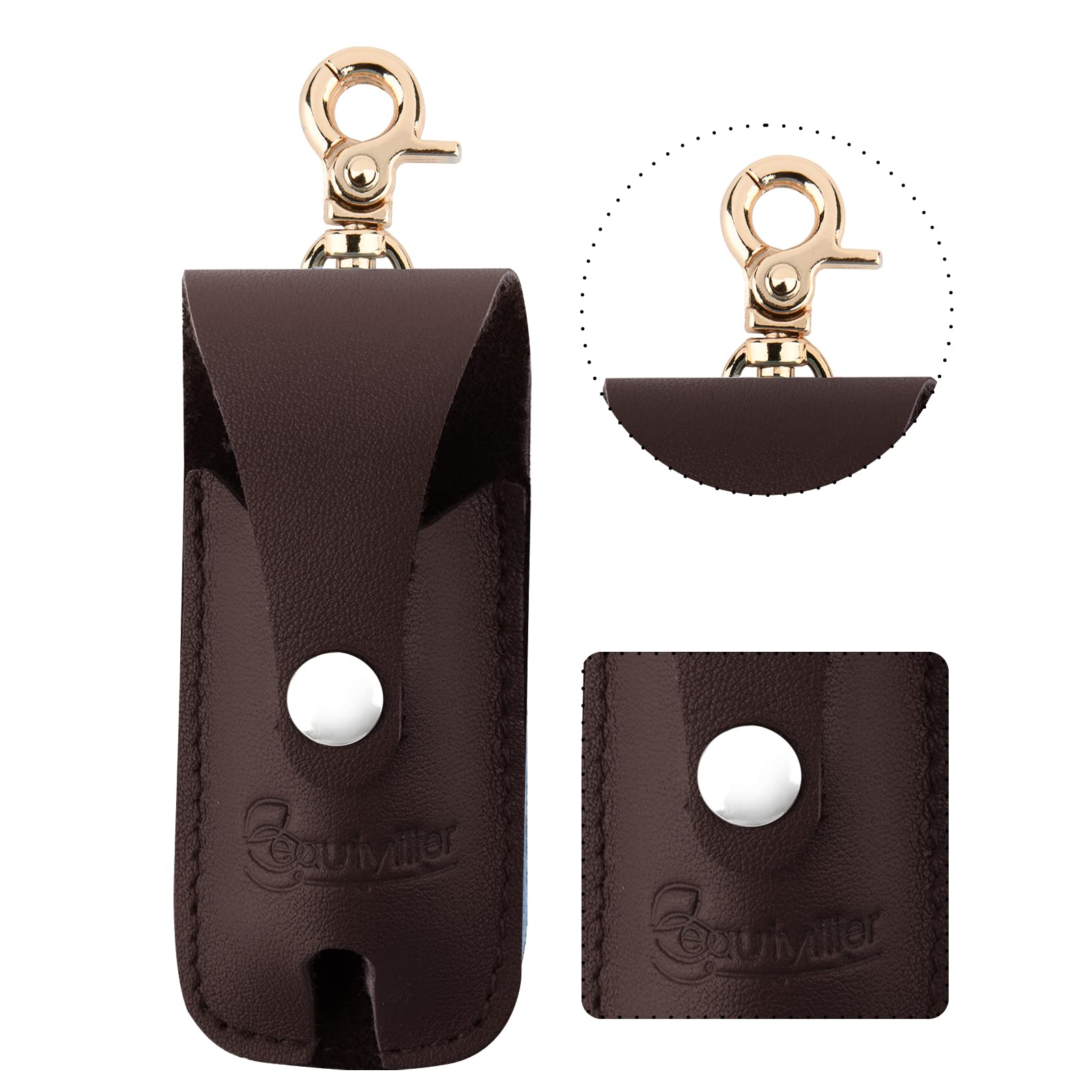 Beautyflier Clip-on Lipstick Sleeves - Soft Leather Keychain Lipstick Holder & Lip Balm Pouch for Travel - Flip Style Design - Perfect for Purse, Keychain & On-the-Go Touch Ups