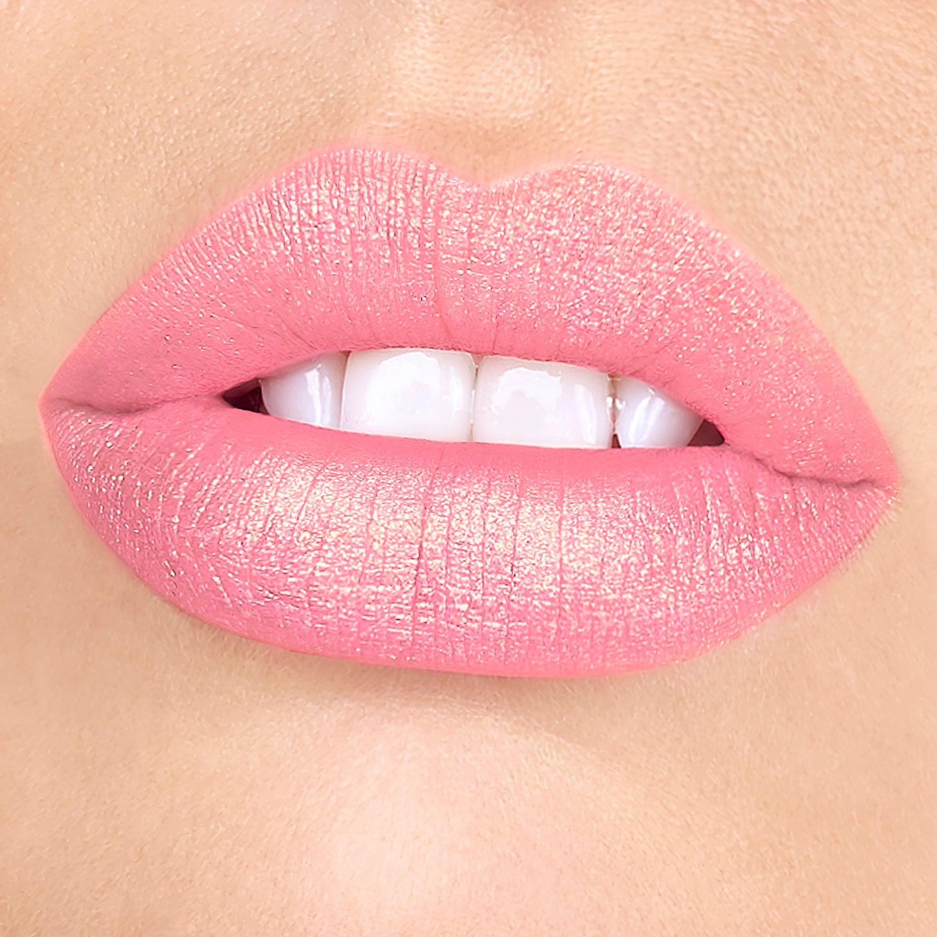 Go See Sheer Pale Pink Liquid Lipstick with Gold & Rose Shimmer - Long Lasting Hydrating Lip Gloss for Everyday Wear & Special Occasions