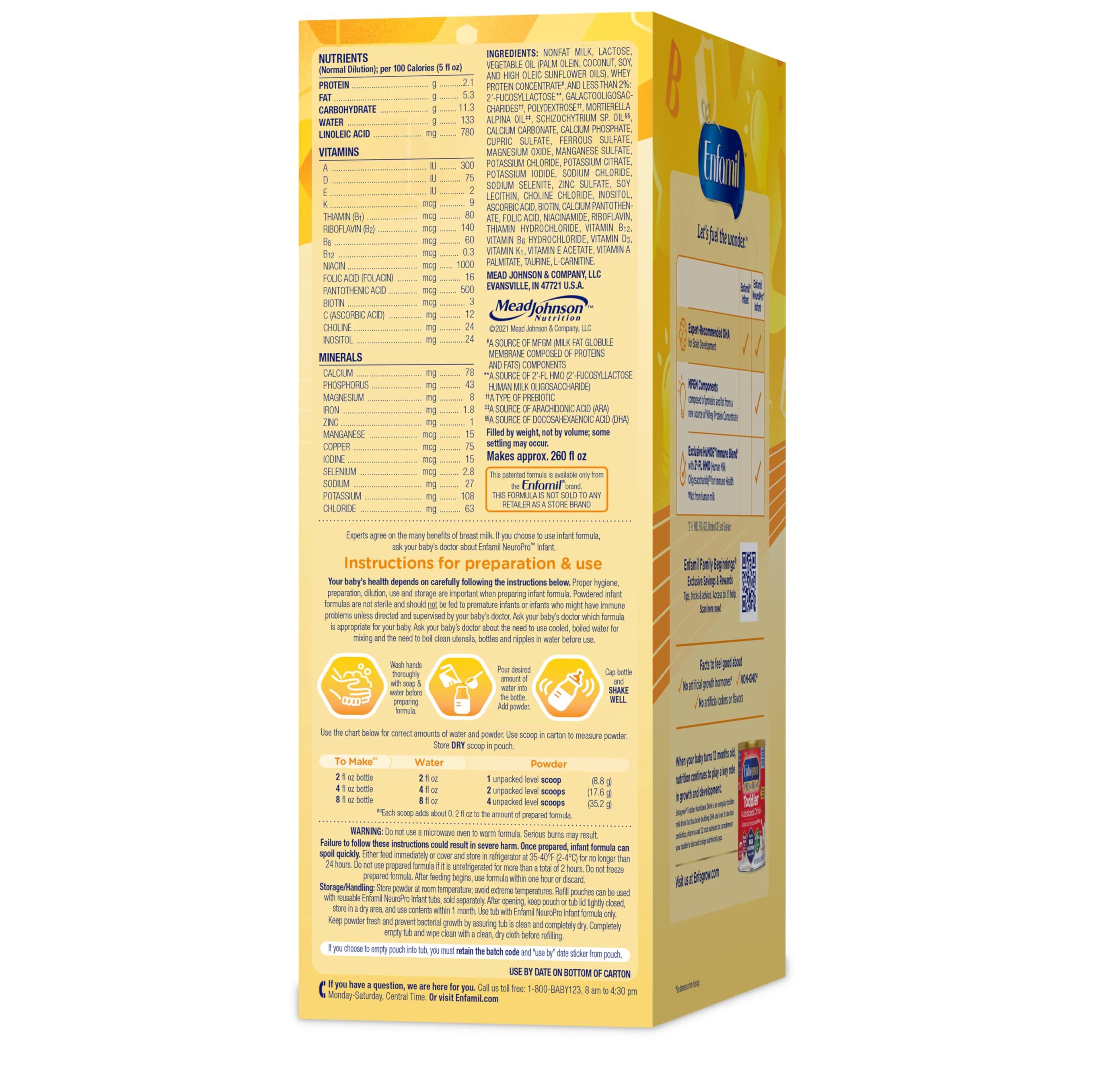 Enfamil NeuroPro Baby Formula Powder - Expert-Recommended Infant Milk with DHA & HuMO6 for Brain Development & Immune Support - 36.4 Oz (Pack of 4) - Ideal for Newborns to Toddlers, Perfect for Daycare & Travel Feeding