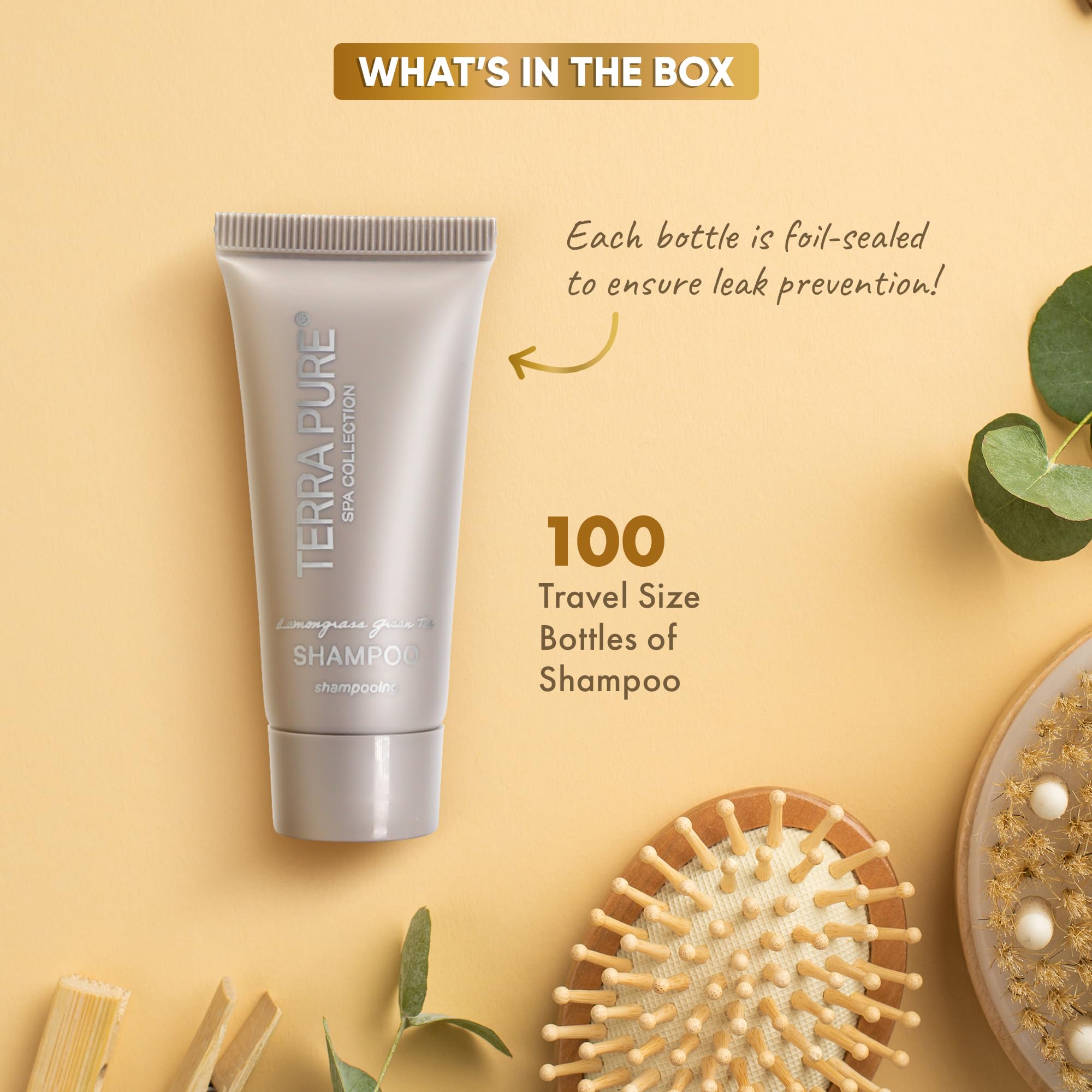 Luxury Travel-Size Shampoo and Conditioner Set - Terra Pure Spa Collection | 0.85 oz Tubes (Pack of 100) for Hotels, Gyms, Salons & Travel Essentials