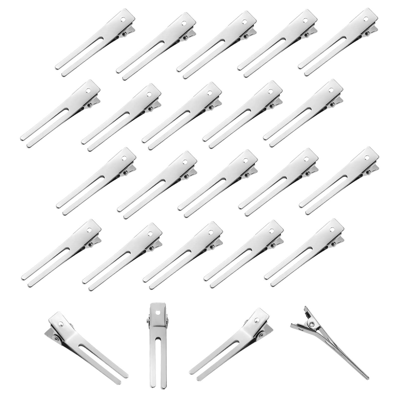 Minkissy 50Pcs Hair Sectioning Clips - Professional Double Prong Metal Alligator Hair Clips for Styling, Curling & DIY Hairdressing | Perfect for Salon, Home Use & Hair Accessories