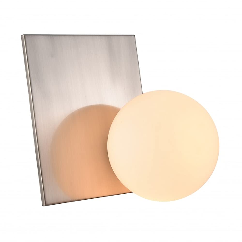 BETHEL Shiny Nickel Table Lamp with Milk White Glass Shade - Modern Bedside, Living Room, Office Lighting for Home Decor