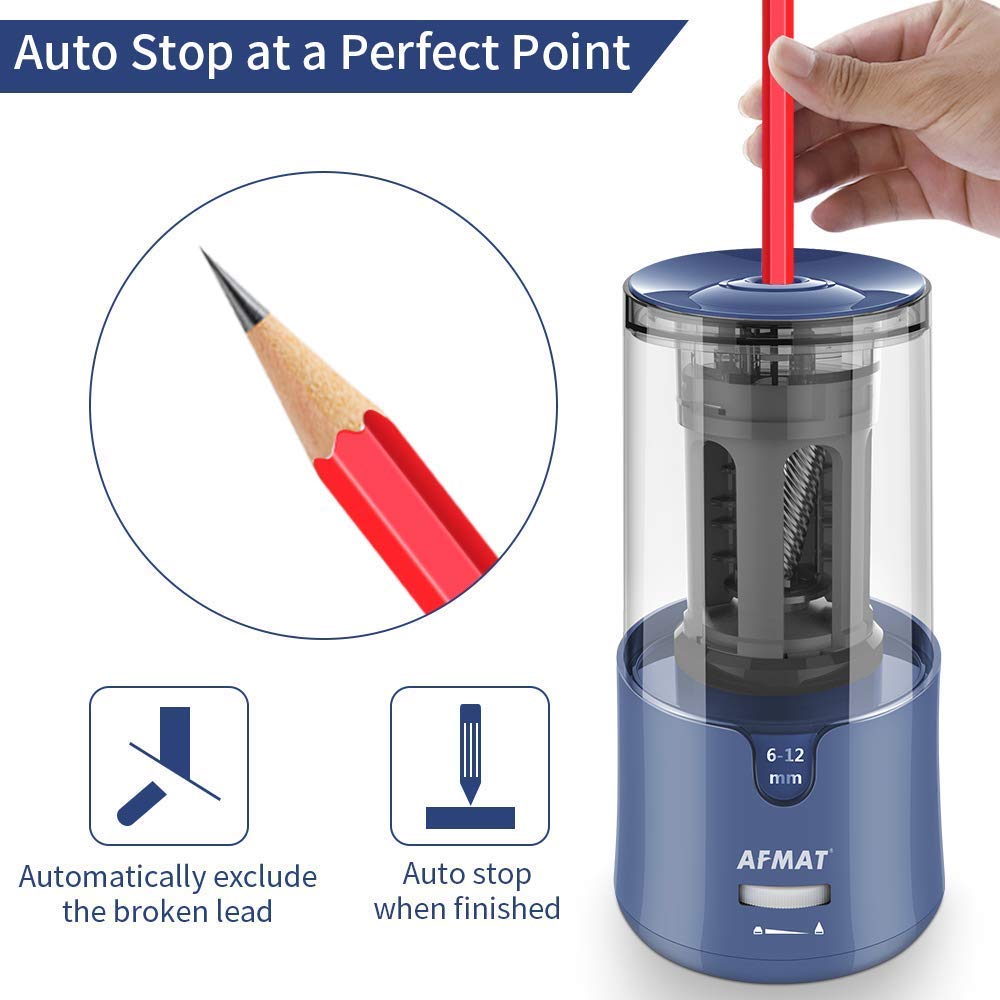 AFMAT Electric Pencil Sharpener & Eraser Kit - Auto Stop, Super Sharp & Fast, Rechargeable with 140 Eraser Refills - Perfect for Colored Pencils, Drafting, Drawing, Arts & Crafts - Ideal for Artists, Students & Office Use