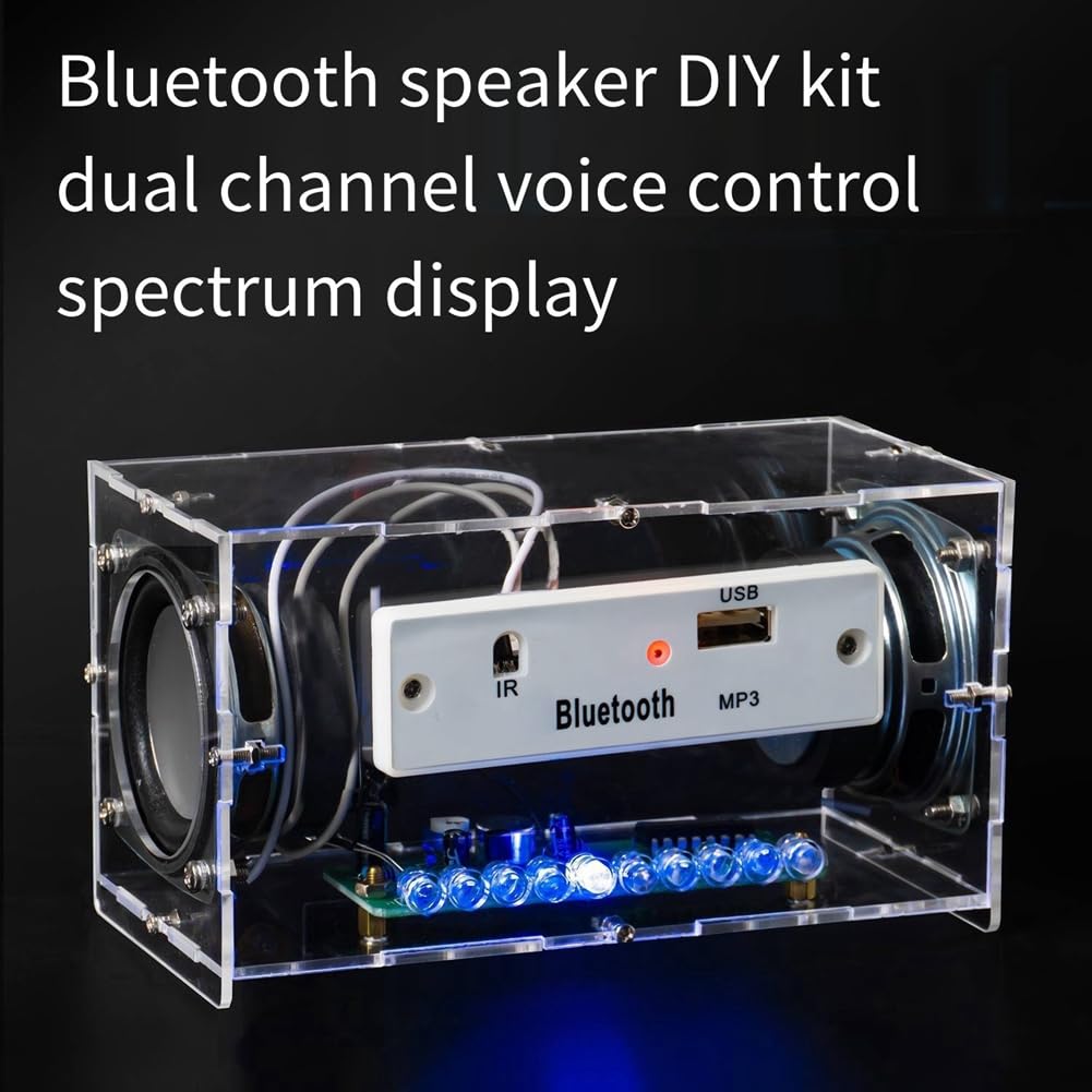 Decqerbe DIY Bluetooth Speaker Kit - Wireless Portable Music Amplifier with MP3 Player & LED Spectrum Display - Perfect for Home, Office, and Outdoor Parties