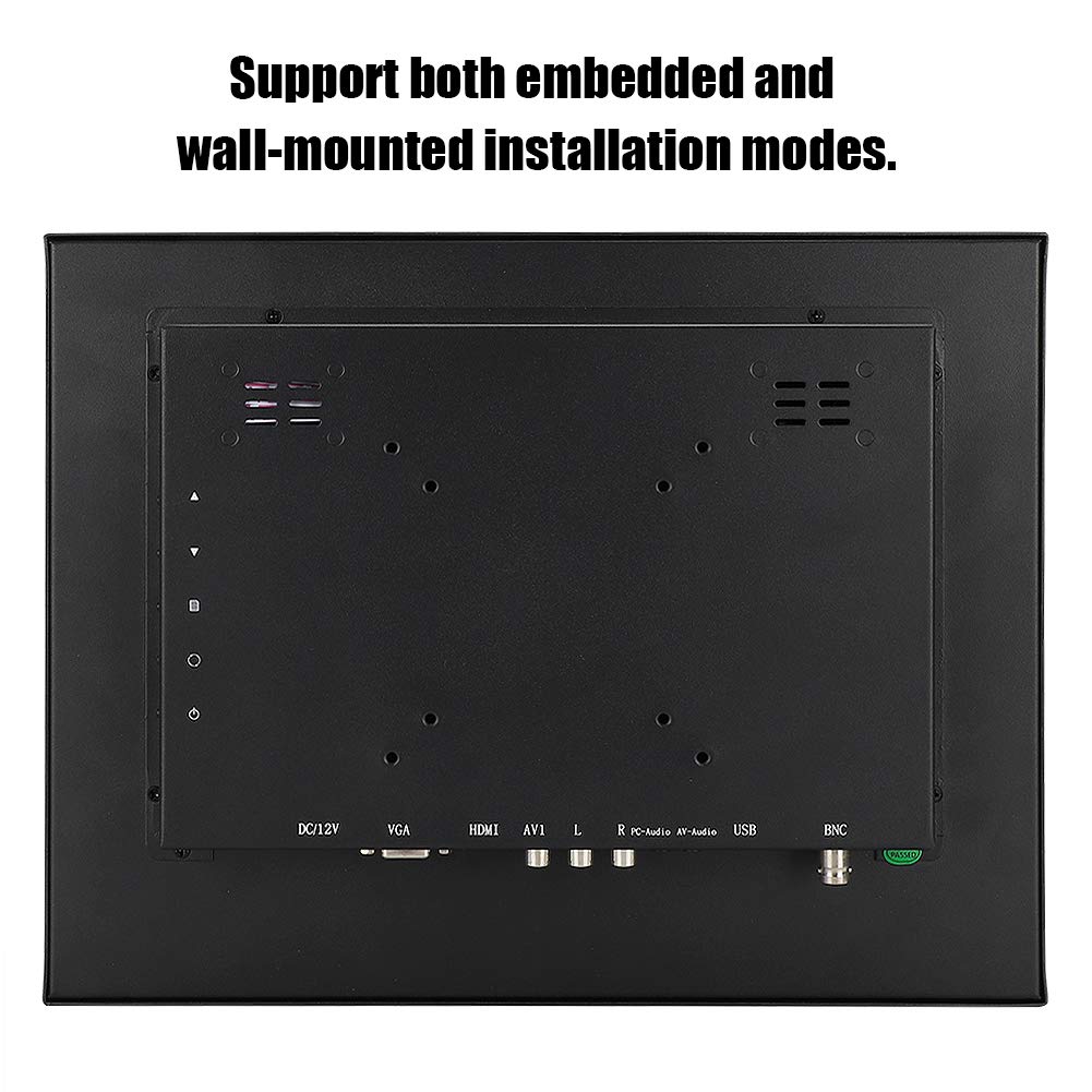 15inch Industrial Touch Screen Monitor - 1024x768 4:3 Aspect Ratio, HDMI/VGA/AV/BNC/USB Ports - Waterproof & Shockproof for Factory, Warehouse, CCTV Surveillance & Digital Signage (US Plug)