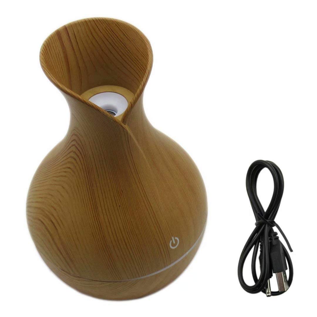 JRSHOME Wood Grain Aroma Essential Oil Diffuser - 7 Color Changing LED Lights, 130ML Ultrasonic Aromatherapy Humidifier for Home, Office, Yoga & Spa (Light Wood) - Perfect for Relaxation, Sleep & Air Freshening