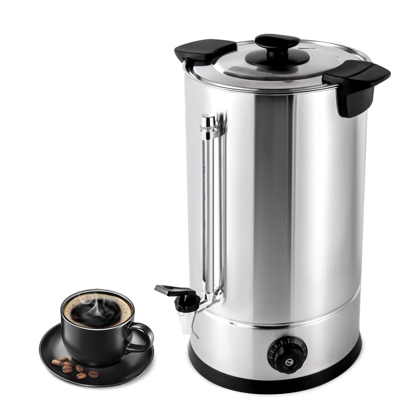 Commercial Stainless Steel Coffee Urn - 15L/3.96Gal Large Electric Coffee Maker with 1400W Heating - Hot Water Dispenser for Catering, Restaurants & Offices - Perfect for Brewing, Serving & Keeping Coffee Hot All Day