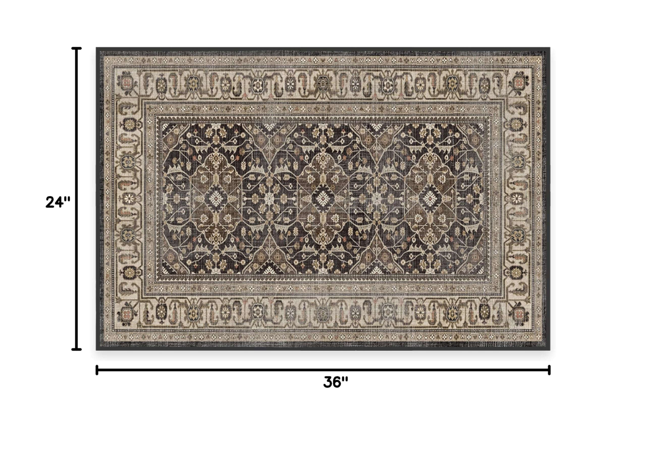 Ruggable Washable 2x3 Area Rug - Alessia Dark Wood Pattern | Premium Non-Slip Rug for Living Room, Bedroom, Kitchen, Office & Classroom | Perfect for High-Traffic Areas & Pet-Friendly Homes
