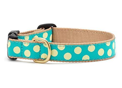Up Country Designer Dog Collar - Teal & Yellow Dots Pattern, Large Size Pet Collar for Medium to Large Dogs - Perfect for Daily Walks, Training & Outdoor Adventures