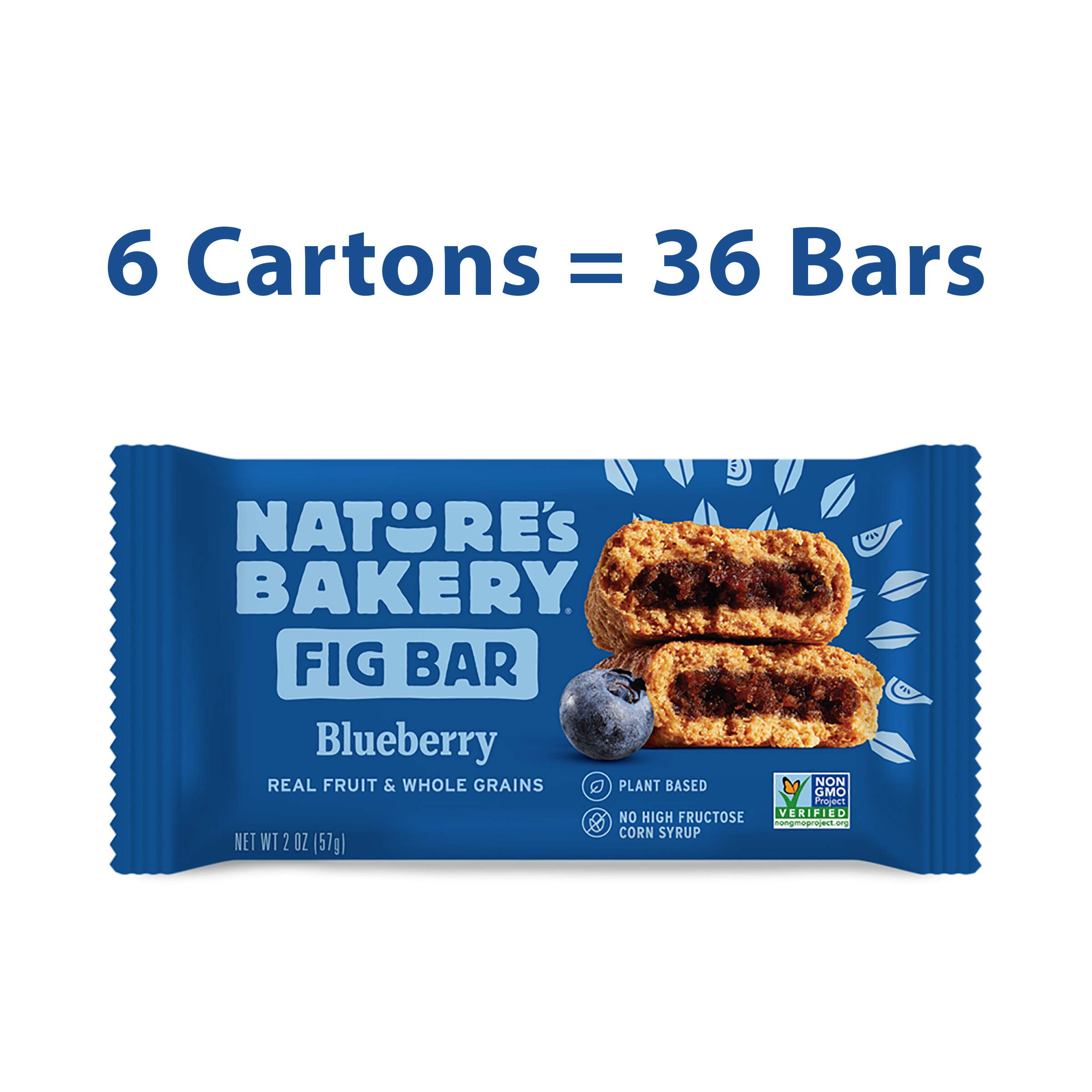 Nature’s Bakery Whole Wheat Fig Bars - Blueberry Flavor, Vegan & Non-GMO Snack Bars, 6 Count (Pack of 6) | Healthy On-the-Go Breakfast, School Lunch or Post-Workout Snack