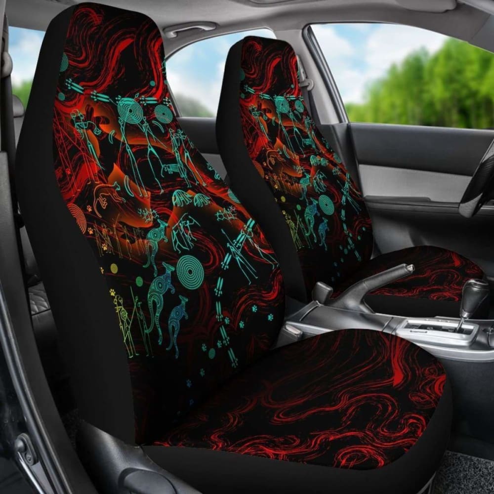 Premium Australia Car Seat Covers - Kangaroo Themed Indigenous Art Design for Adults | Durable & Stylish Protection for Cars, SUVs & Trucks | Perfect for Road Trips, Daily Commutes & Outdoor Adventures