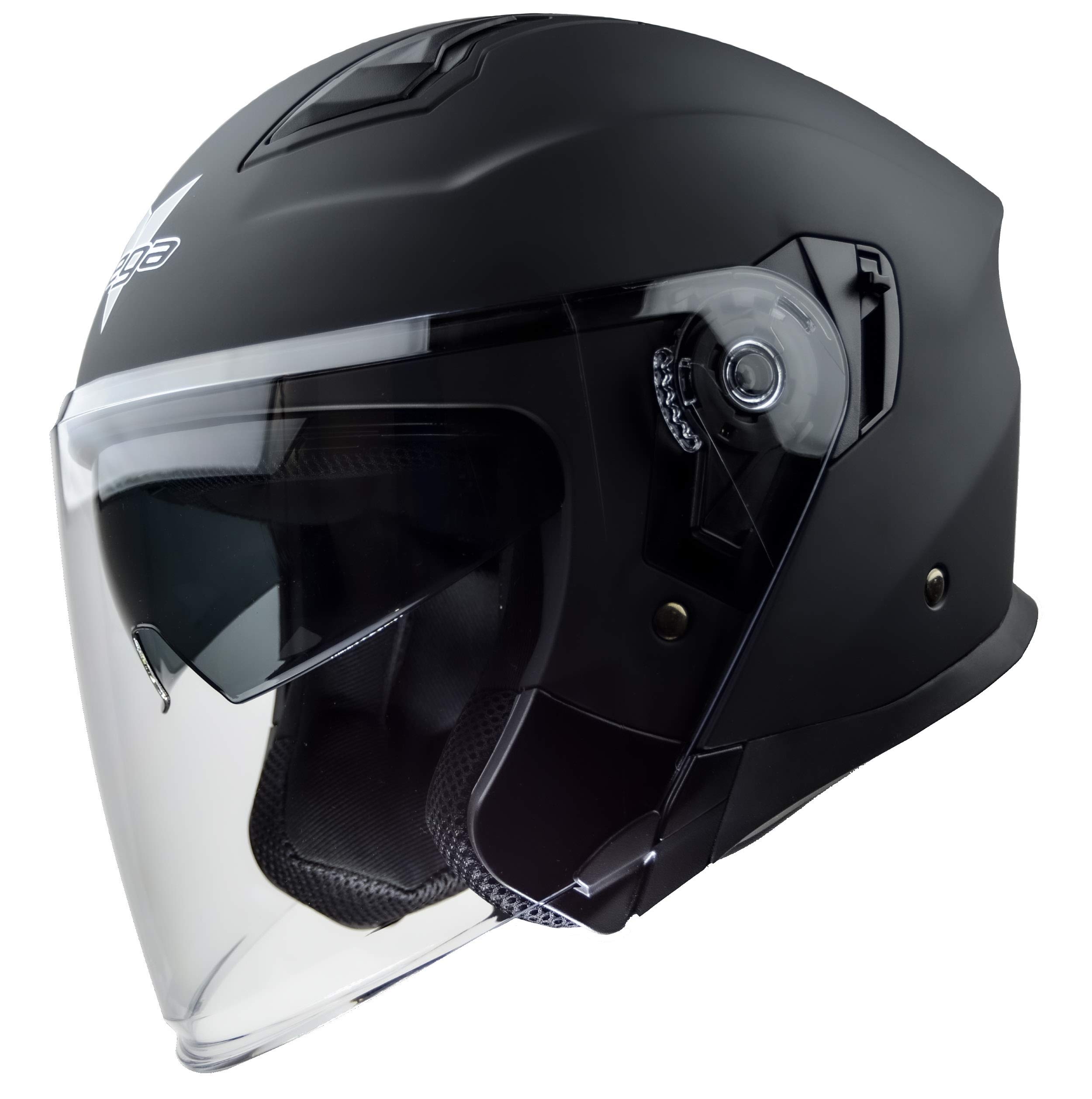 Vega Unisex Adult Open Face Powersports Helmet - Matte Black, Large (US Size) - Perfect for Motorcycle, Scooter & ATV Riders