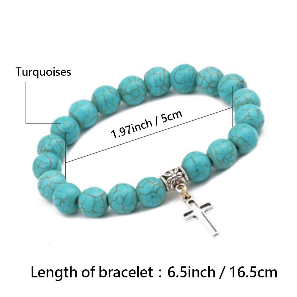 Turquoise Beaded Stretch Bracelet for Women & Men - Mini Jewelry Blessing Bracelet - Perfect for Yoga, Meditation & Everyday Wear
