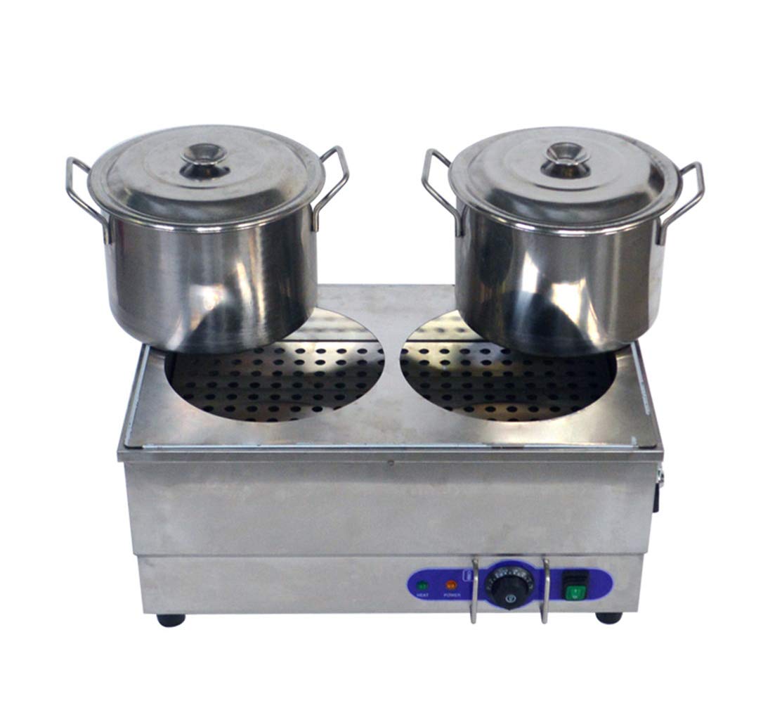 INTBUYING Commercial Stainless Steel 2-Pan Bain Marie Food Warmer | 1500W 110V Buffet Soup Heater with Pots | Ideal for Restaurants, Catering & Canteen Steam Table Service