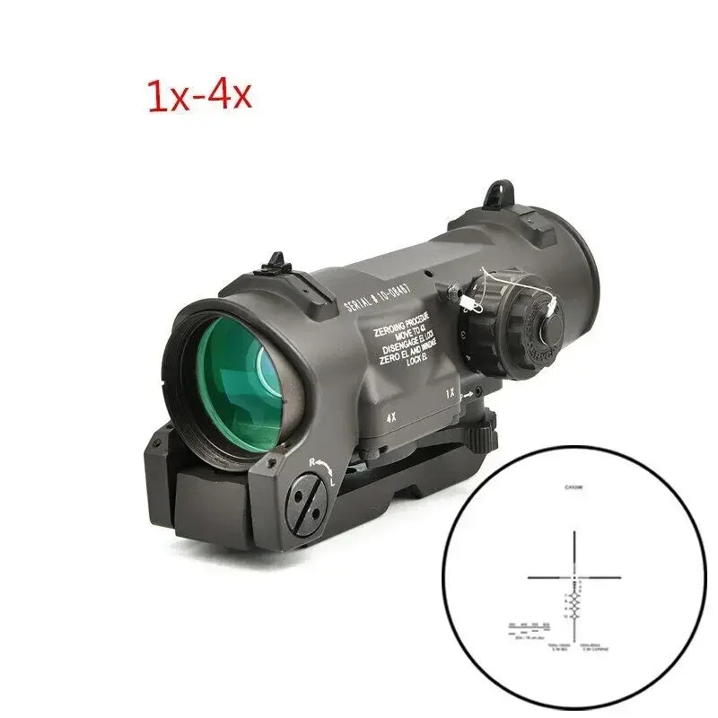 1-4x24 Wide Angle Tactical Rifle Scope with Mini Red Dot Sight | Dual Purpose Hunting & Shooting Accessory | Includes Rubber Covers (Black/Tan) | Perfect for Hunting, Target Practice & Tactical Training