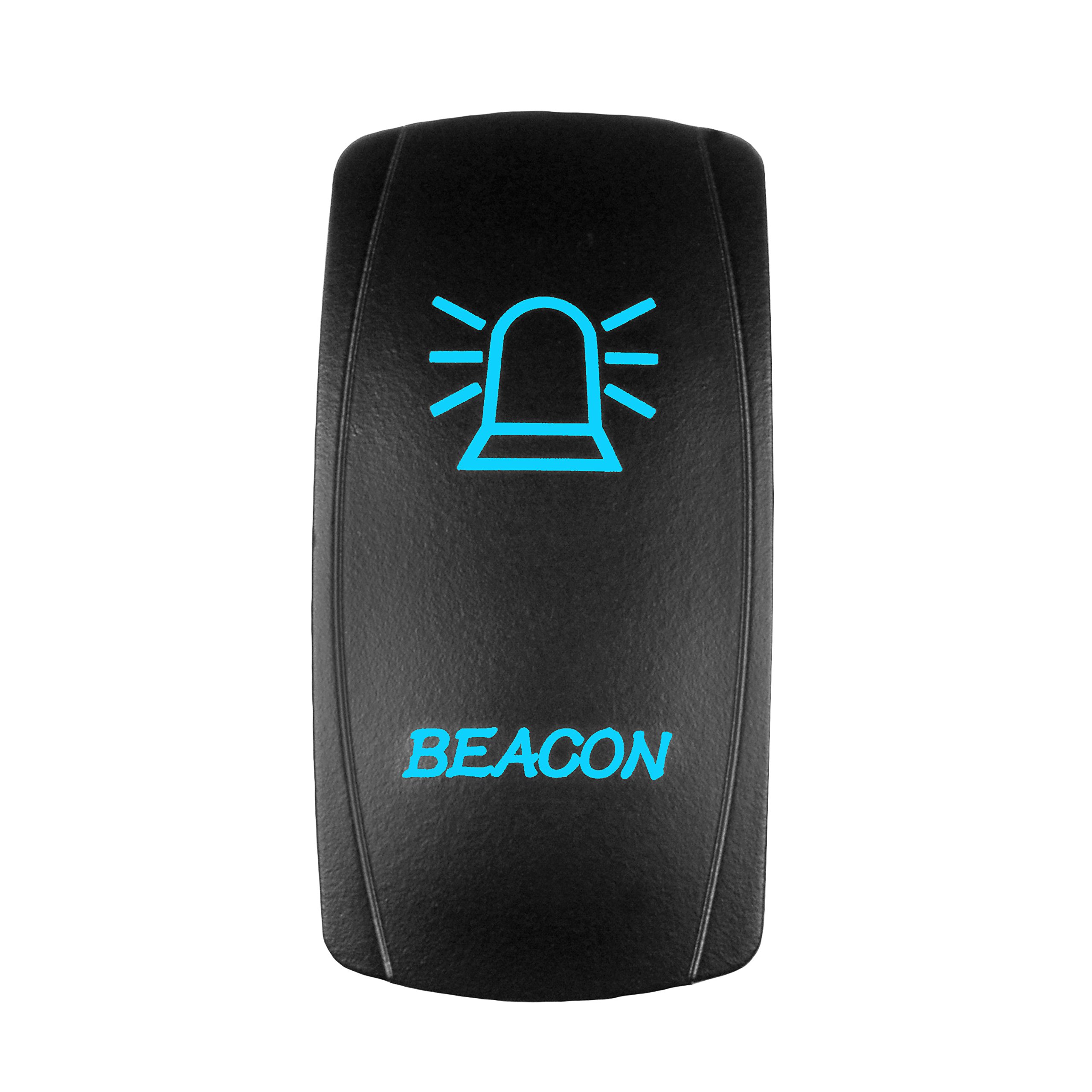 BEACON Laser Rocker Switch - Universal 12V On/Off Toggle with Blue LED Light - Perfect for Car, Boat, RV & Off-Road Vehicle Customization