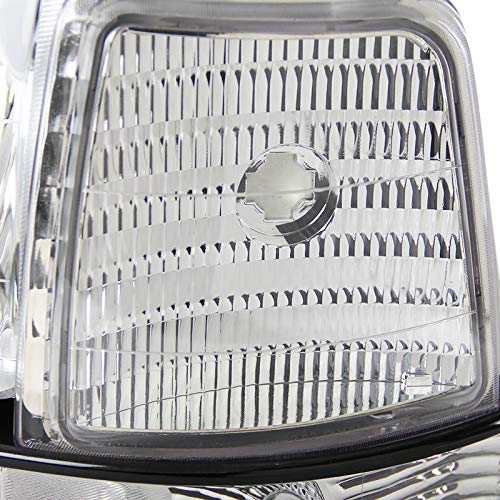 92-96 Ford F150 F250 F350 Bronco Chrome Clear Lens Headlights + Bumper + Corner Lamps - Upgrade Your Truck's Lighting for Night Driving & Off-Road Adventures