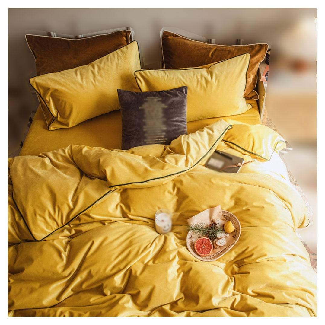 HUNOL Solid Color Sheet Set - Soft & Warm Bedding for 1.5m Bed - Thickened Quilt Cover - Perfect for Winter Nights & Cozy Home Decor