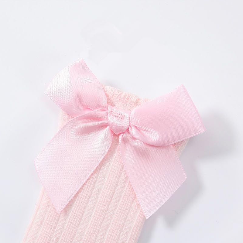 QandSweet Baby Girl Knee-High Socks with Bows - Non-Slip Toddler & Infant Stockings for Newborns - Perfect for Dress-Up, Photo Shoots & Everyday Comfort
