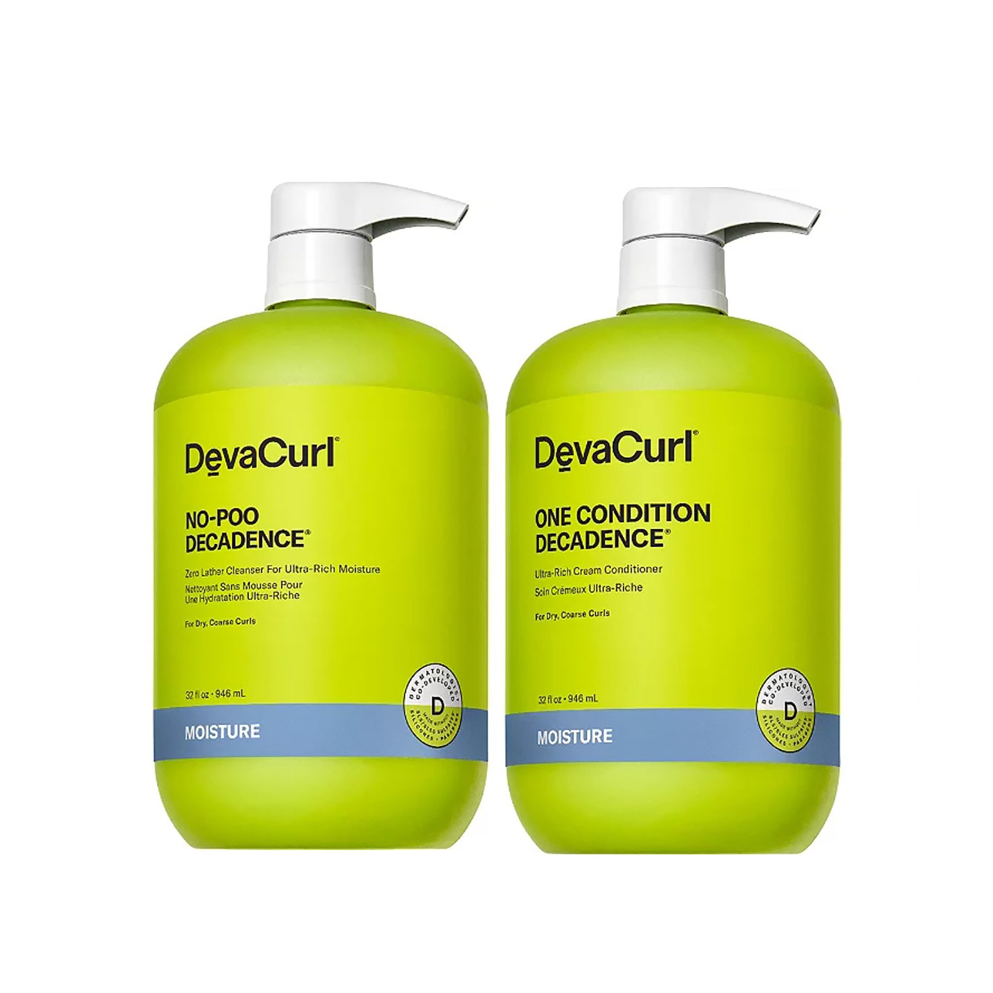 DevaCurl No-Poo Decadence & One Condition Decadence Liter Duo - Sulfate-Free Curly Hair Cleanser & Moisturizing Conditioner Set for Wavy, Curly & Coily Hair - Salon Quality Haircare for Natural Curls at Home