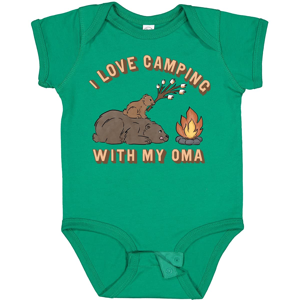 Inktastic I Love Camping with My Oma Baby Bodysuit - Soft Cotton Onesie for Infants & Toddlers - Perfect for Family Camping Trips & Outdoor Adventures