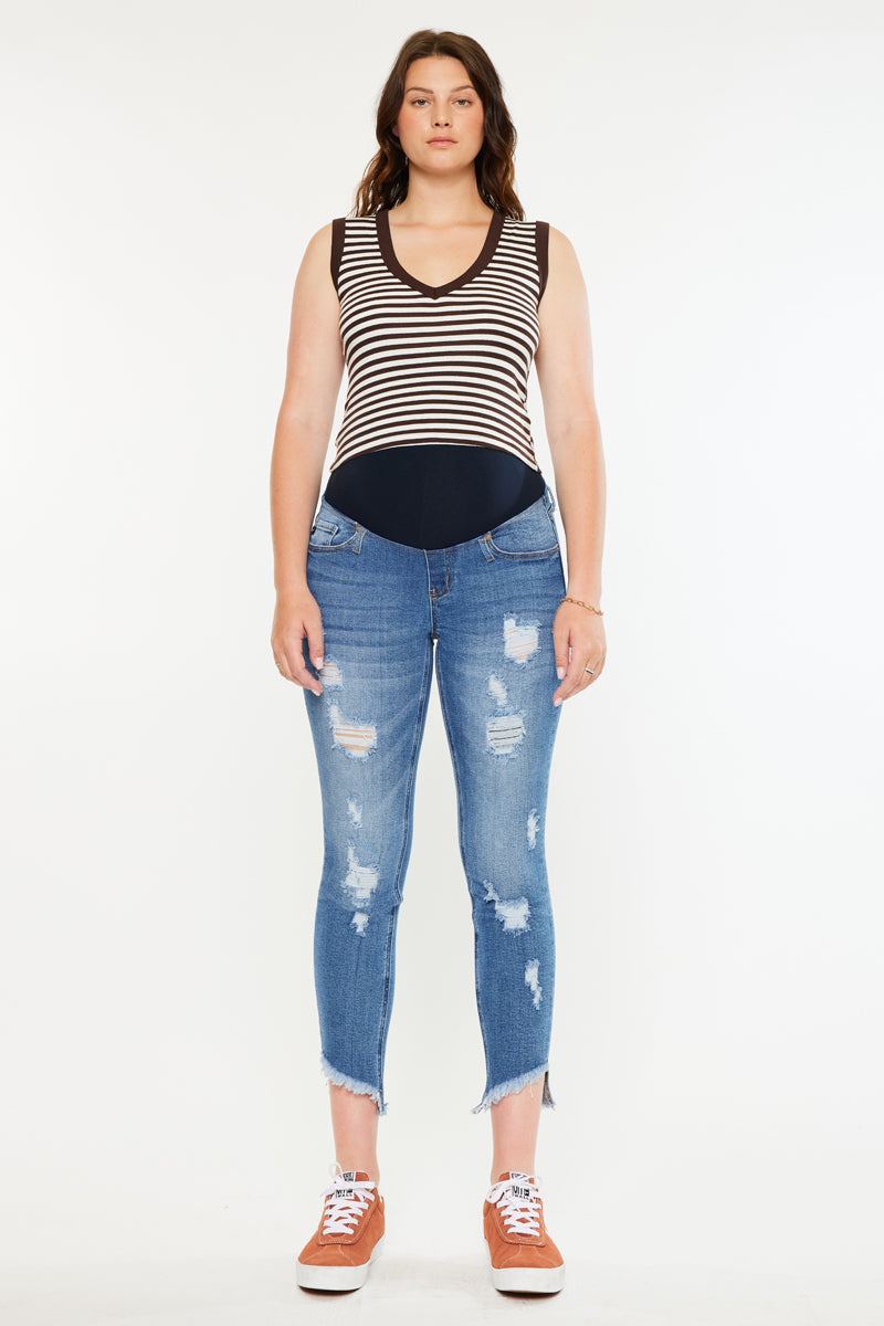 Jezebel Maternity Ankle Skinny Jeans for Women - Stretch Denim Pregnancy Pants - Comfortable & Stylish for Everyday Wear, Work & Casual Outings