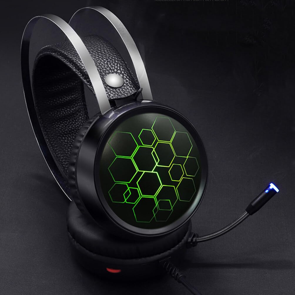 OSALADI USB Wired Gaming Headset with Noise-Cancelling Microphone, RGB Lights for PC Laptop Computer - Perfect for Gaming, Online Classes & Remote Work (Black)
