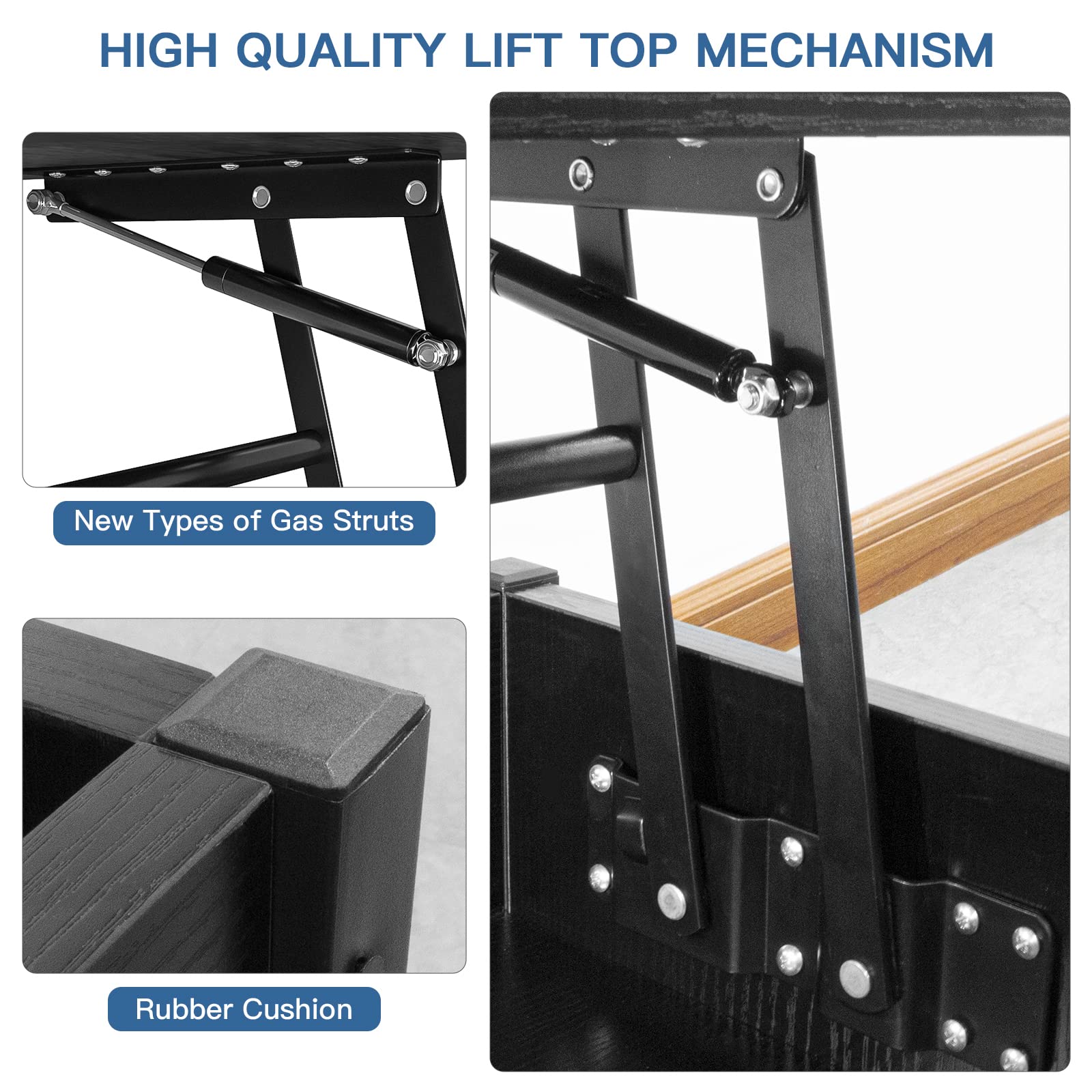 Modern Lift-Top Coffee Table with Storage & Lower Shelf - Sofa Table for Living Room, Black & White Wooden Design - Perfect for Small Spaces, Home Office & Apartment Decor