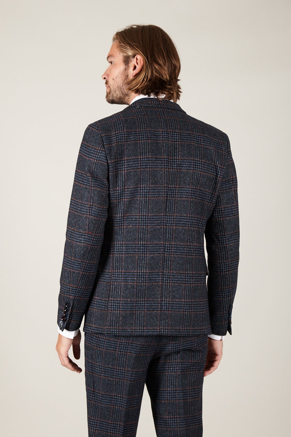 LUCA Navy Check Tweed Blazer for Women - Classic Tailored Jacket for Office, Business Meetings & Formal Events