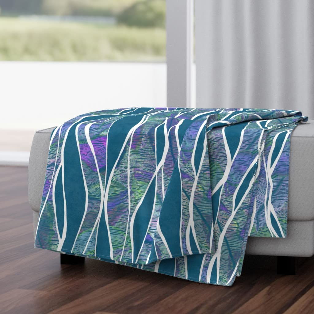 Swimlanes Dark Teal Water Waves Plush Minky Throw Blanket 50x70 - Midcentury Modern Ocean Print Blanket for Sofa, Bed & Outdoor Use - Pool Party, Beach Decor & Cozy Home Accessory