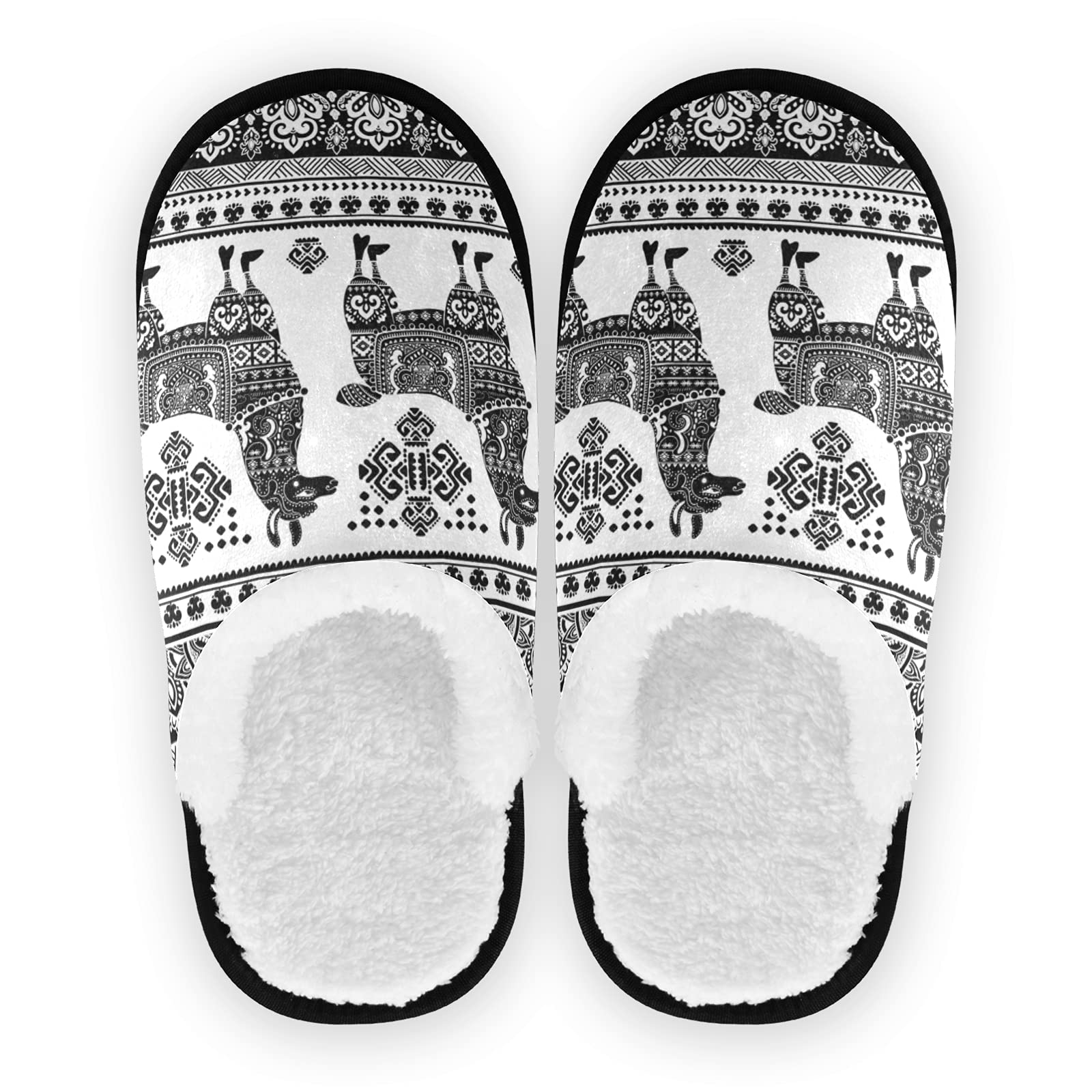 Cute Alpaca Llama Ethnic Slippers for Women, Men & Kids - Cozy Coral Fleece House Shoes for Indoor, Bedroom & Lounge Wear - Warm Non-Slip Home Slippers for Winter Comfort