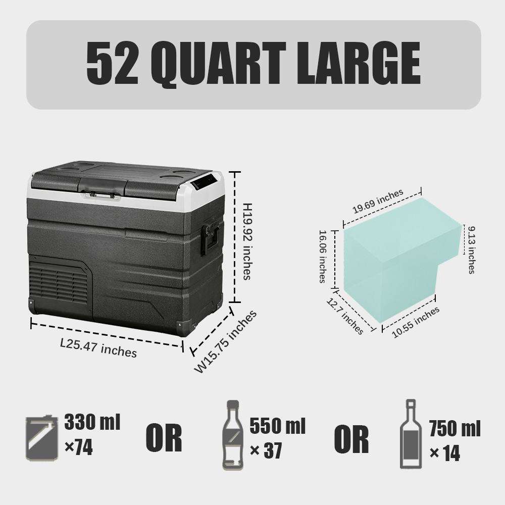 Alpicool TS50 12V/24V Portable Car Refrigerator Freezer - 50 Quart Compact Fridge for Camping, Road Trips & Outdoor Adventures