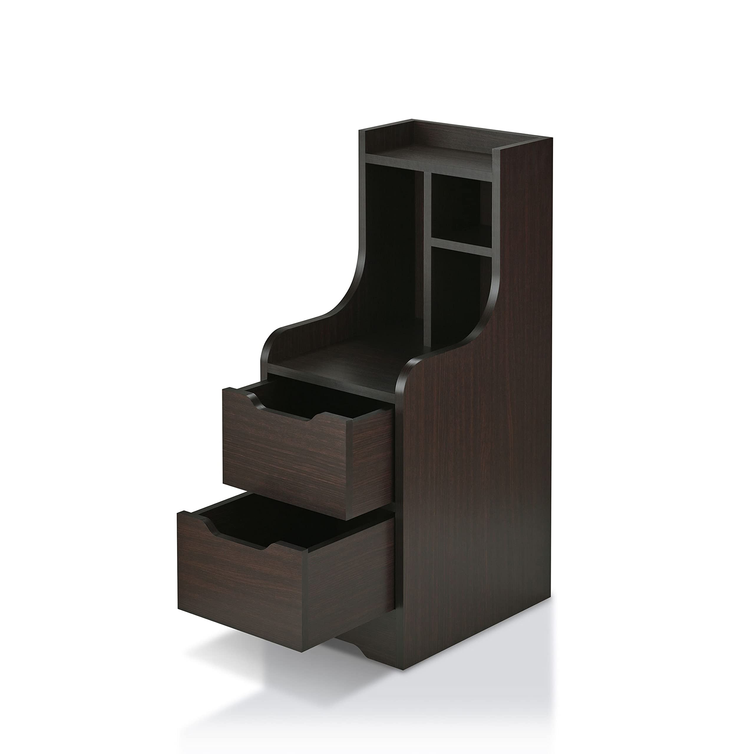 Modern Nightstand with 2 Drawers & Open Storage - Bedside Table for Bedroom & Office, Brown