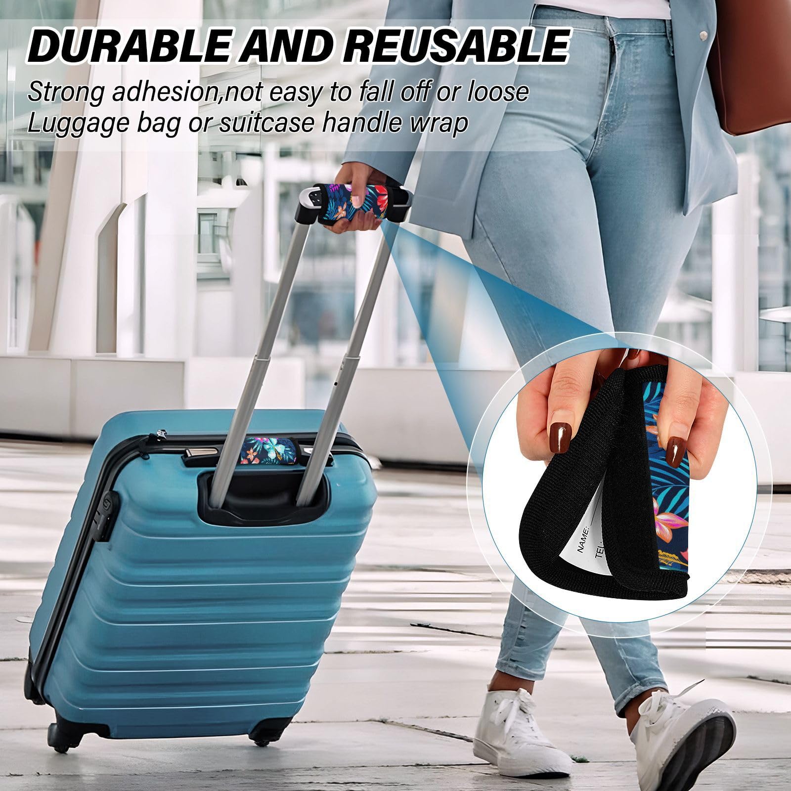 2 Pcs Neoprene Luggage Handle Covers - Cute Tropical Design Suitcase & Purse Protector for Travel | Durable Grip Enhancer for Airports, Vacations & Business Trips