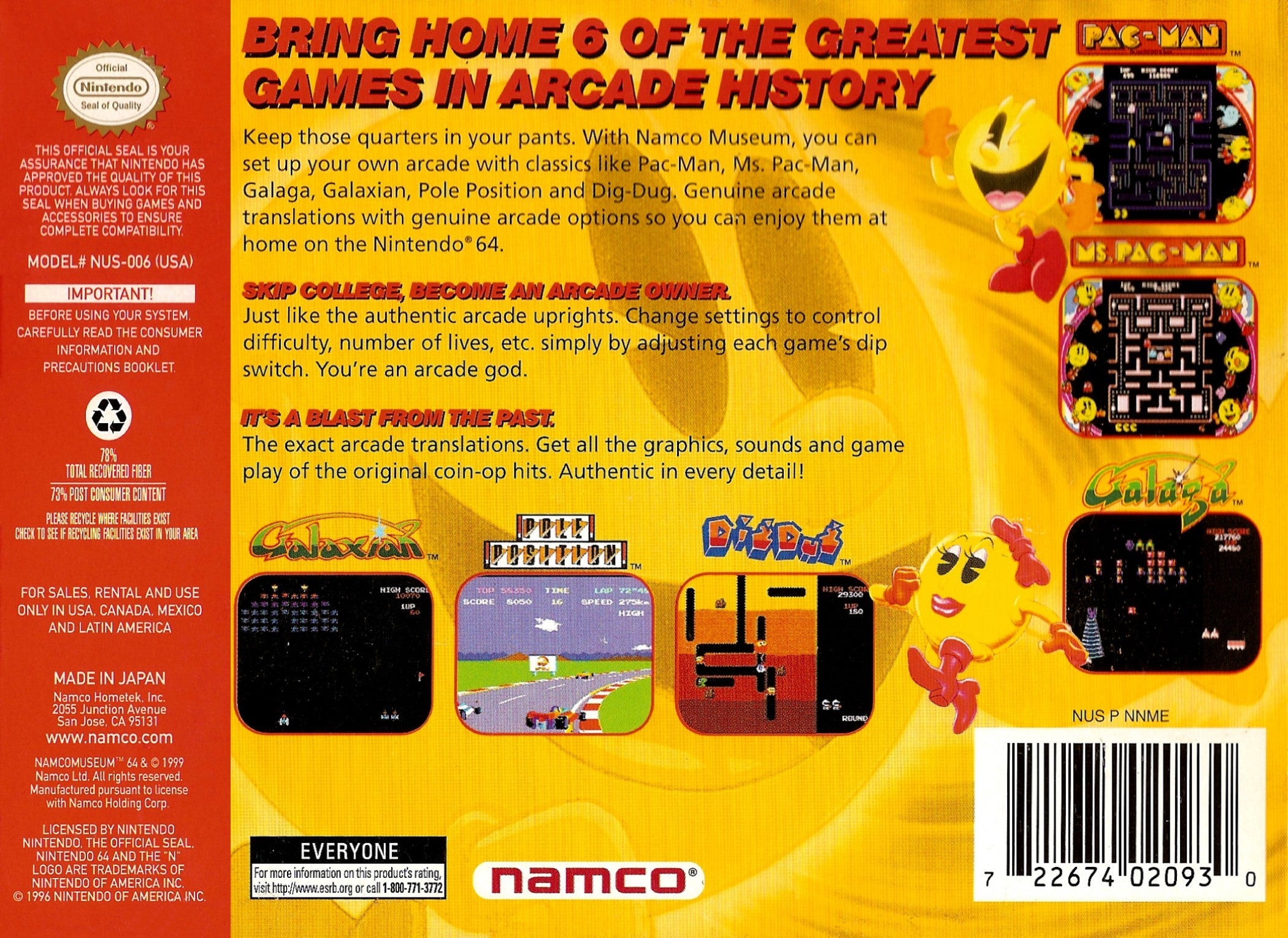 Used Namco Museum 64 N64 Video Games - Classic Retro Gaming Collection for Nintendo 64 | Perfect for Nostalgic Gamers & Collectors