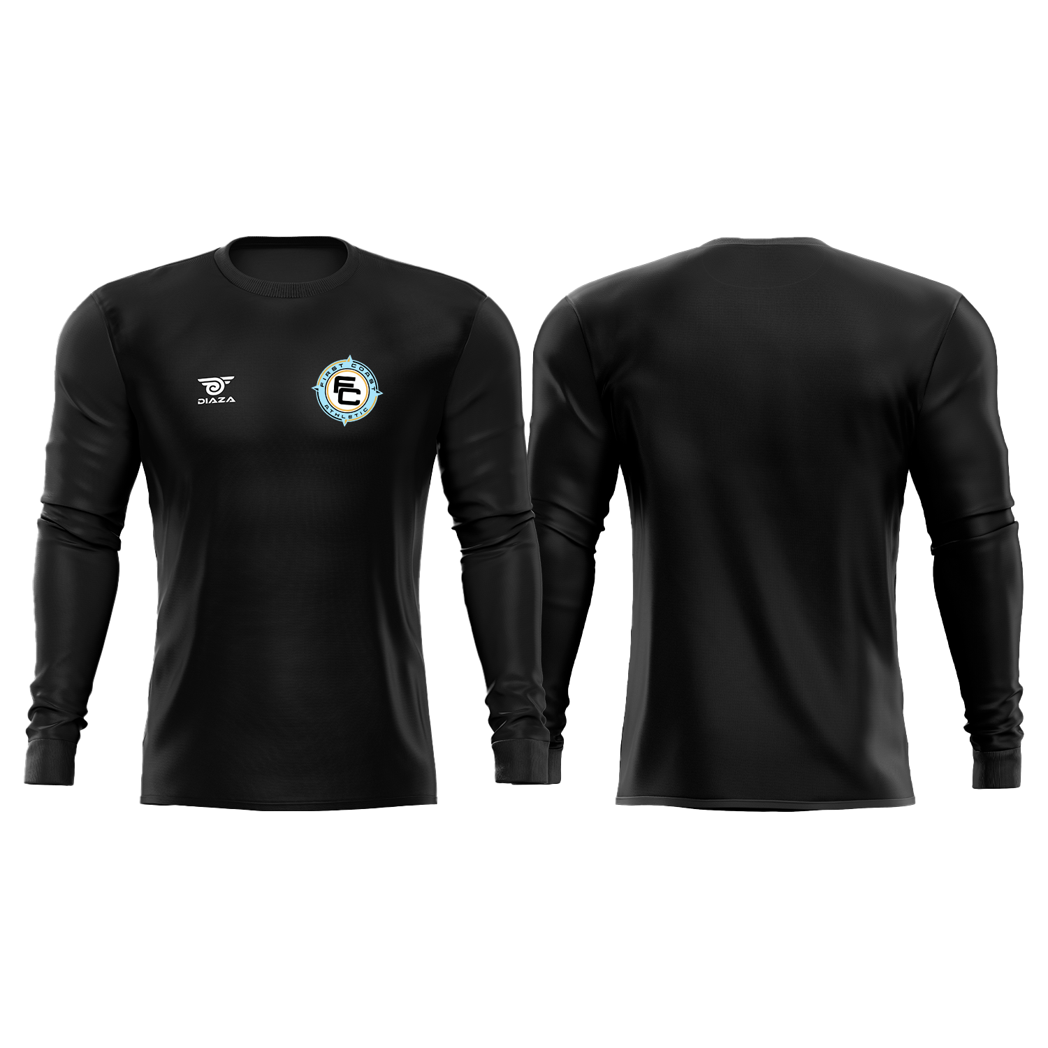 First Coast Athletic Long Sleeve Dri-Fit Performance Shirt for Men - Moisture Wicking Workout Top - Black - Ideal for Running, Gym & Outdoor Sports