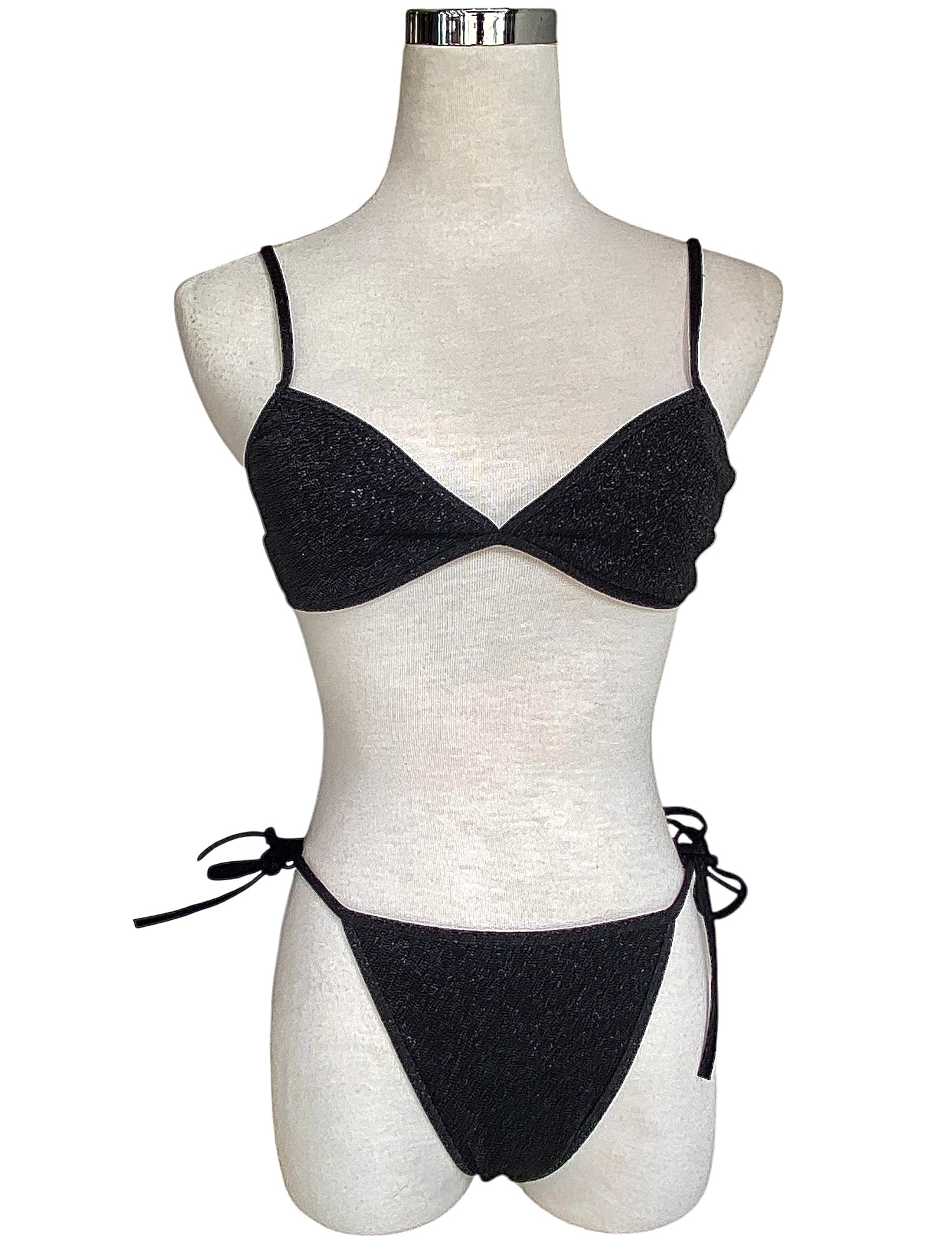 Balenciaga Metallic Bikini Set - Women's High Shine Swimwear Two Piece, Perfect for Beach Vacations & Pool Parties