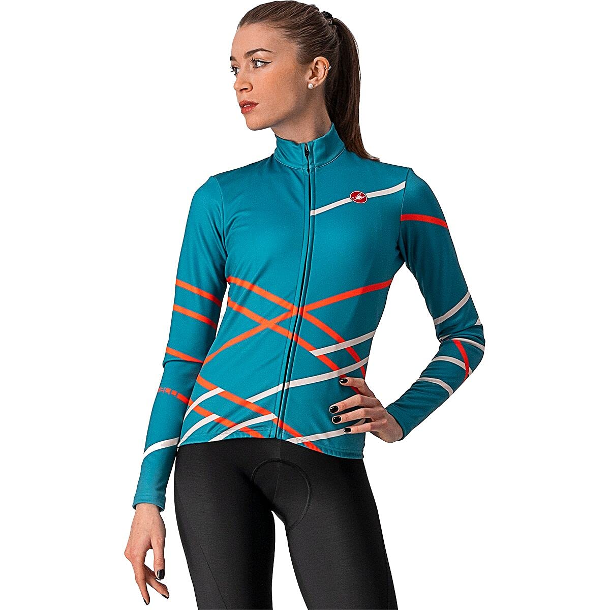 Castelli Women's Long Sleeve Cycling Jersey - Breathable Diagonal Design for Road Biking & Training - Perfect for Cool Weather Rides & Endurance Cycling