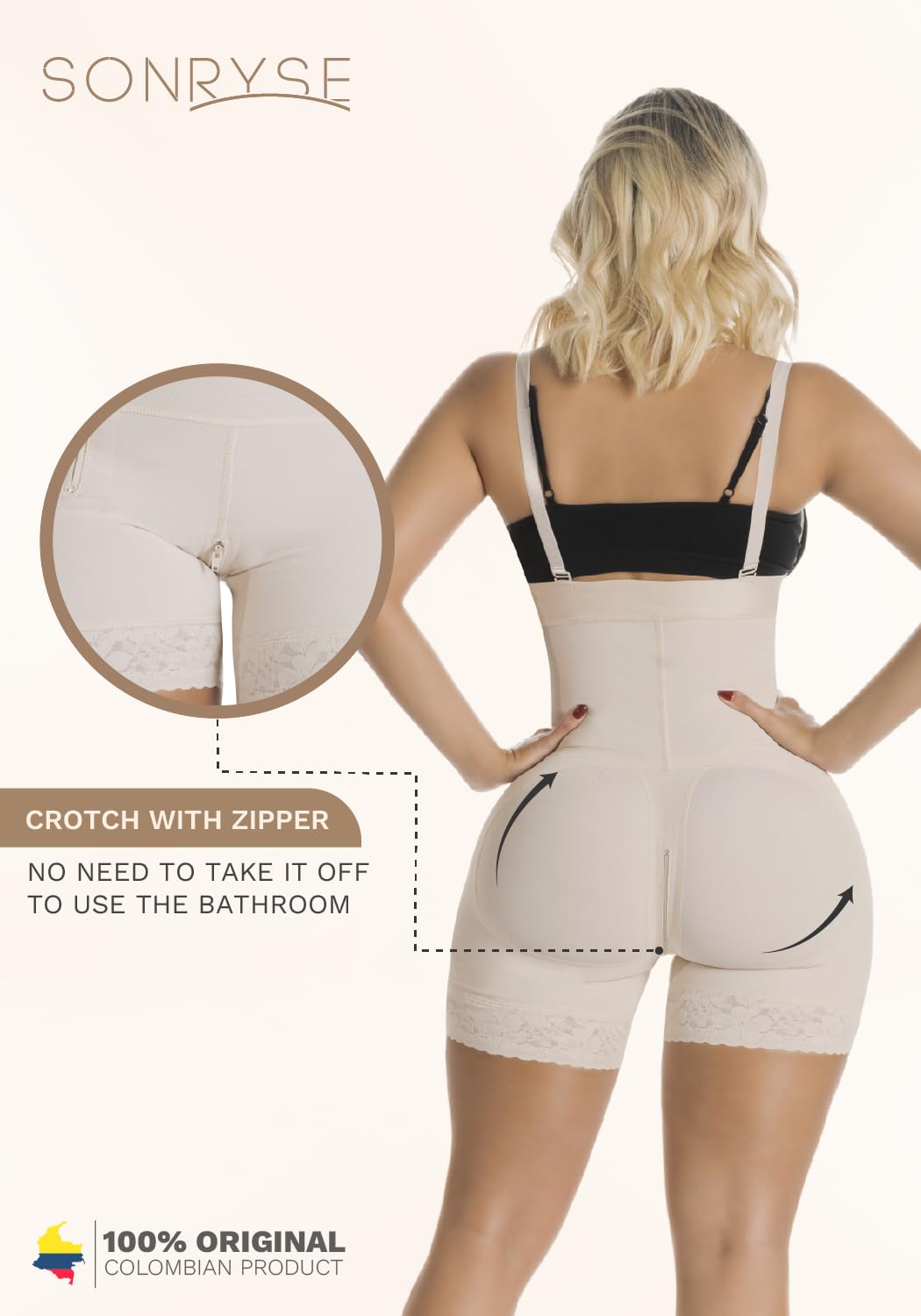 Sonryse Stage 2 Postpartum Mid Thigh Tummy Control Shapewear Bodysuit - Colombian Postpartum Girdle for Women - Perfect for C-Section Recovery & Post-Pregnancy Body Shaping