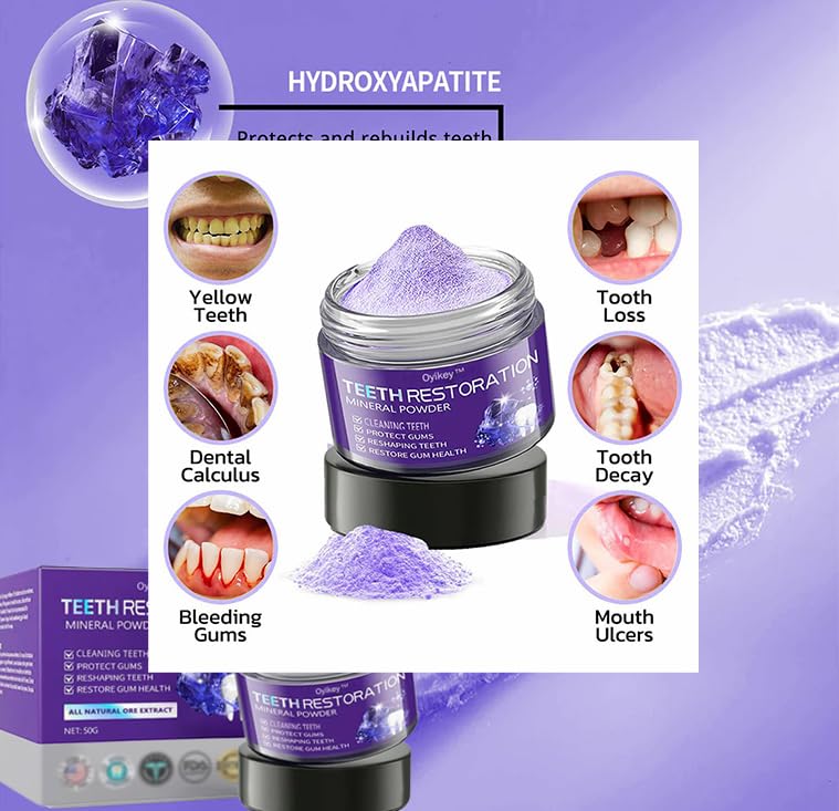 Oyikey Teeth Restoration Mineral Powder - Strengthen Teeth & Gums Naturally | Effective Dental Care Solution for Sensitive Teeth & Gum Health | Perfect for Daily Oral Care Routine