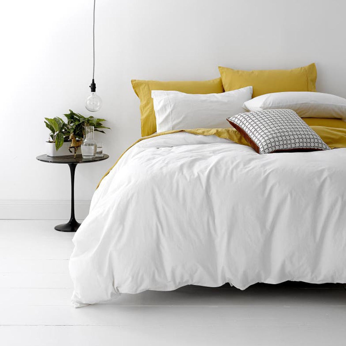Park Avenue European Vintage Washed Cotton Quilt Cover Set - Queen Size White Bedding for Cozy Farmhouse & Boho Chic Bedroom Decor