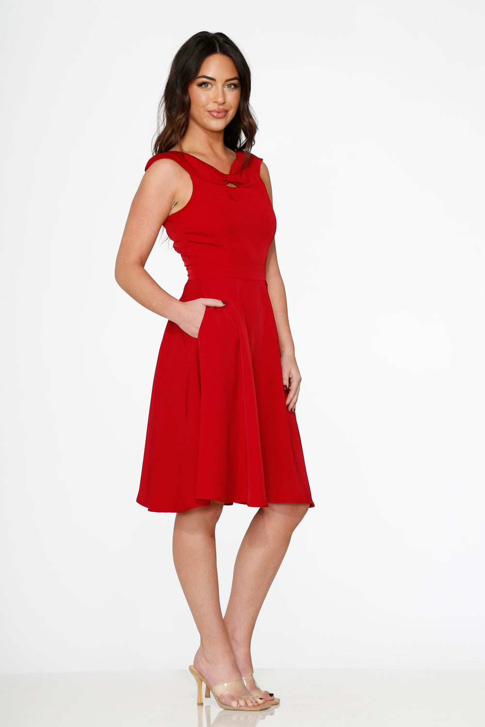 Elegant Red Swing Dress for Women - Flowy A-Line Party Dress for Cocktail, Date Night & Special Occasions