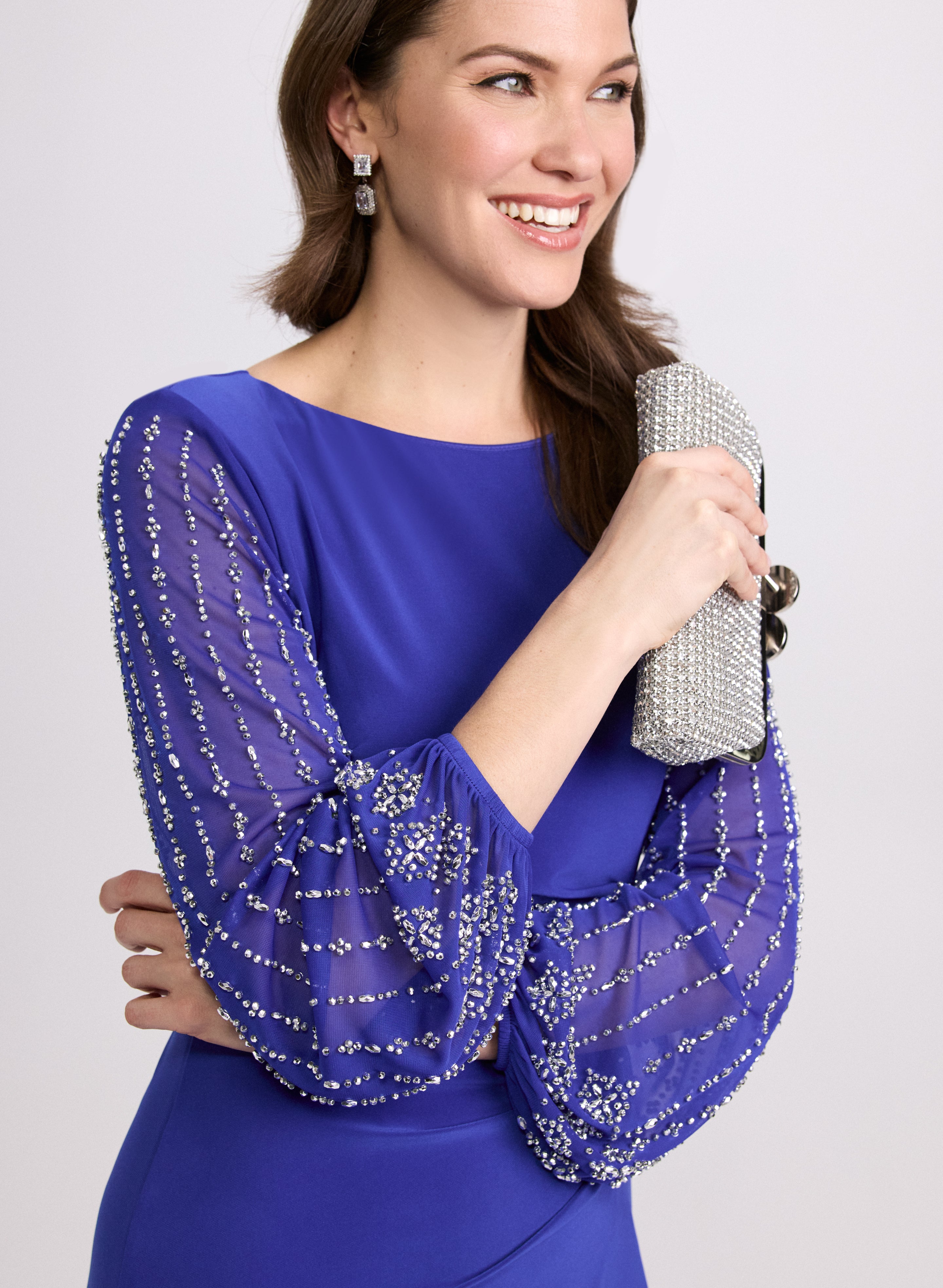 Elegant Beaded Sleeve Dress for Women - Party, Wedding & Evening Wear - Perfect for Special Occasions & Formal Events
