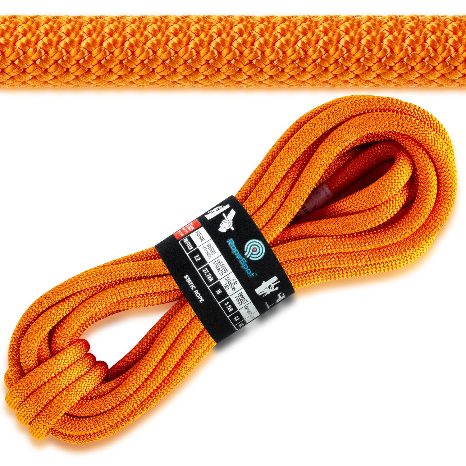 UIAA Certified 10.5mm Static Climbing Rope - High Strength Rock Climbing & Rescue Rope for Mountaineering - Heavy Duty Outdoor Safety Gear - Perfect for Rock Climbing, Rappelling & Emergency Rescue Operations