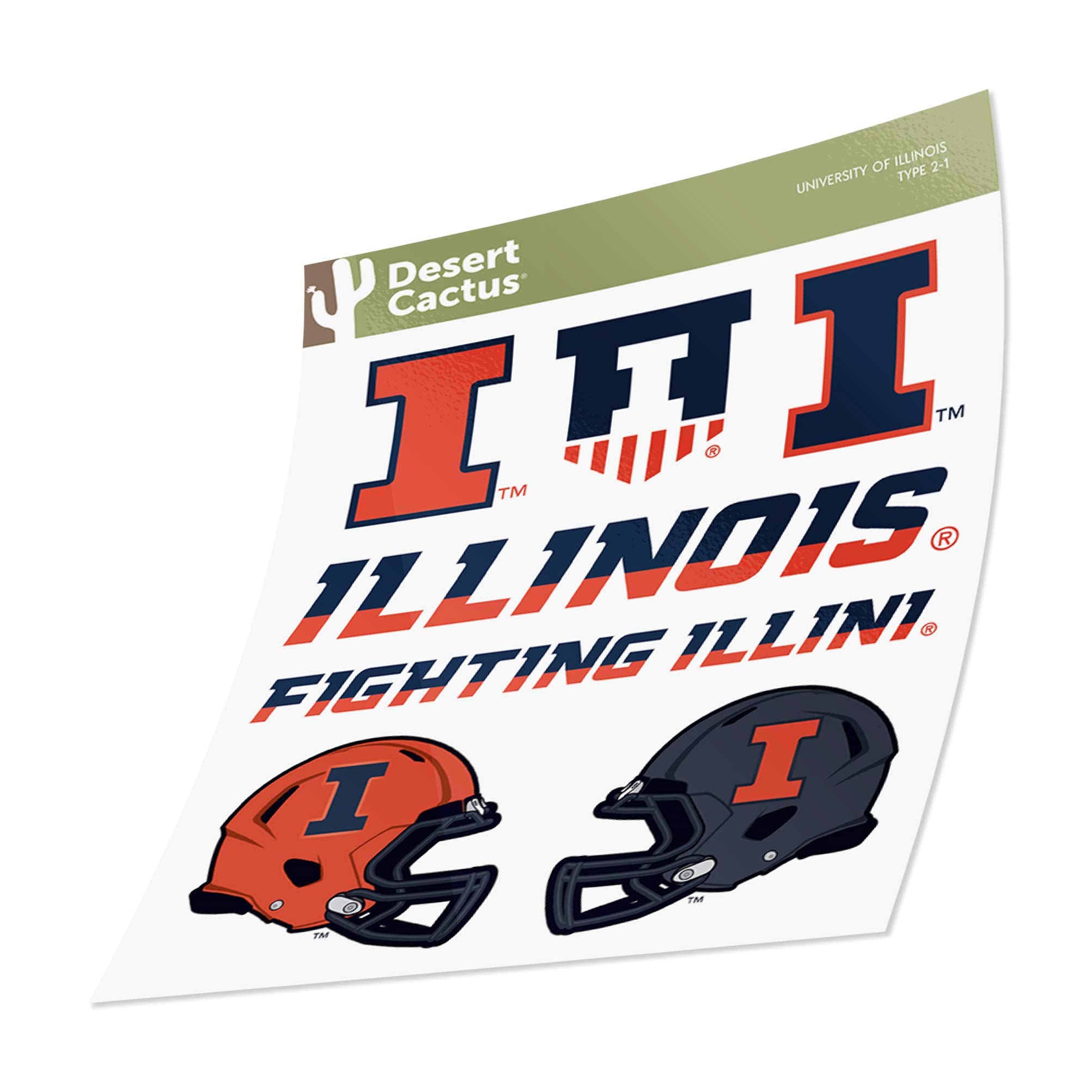 University of Illinois Fighting Illini Vinyl Decals - Desert Cactus Design Stickers for Laptop, Water Bottle, Car & Scrapbooking - Perfect for School Spirit, College Gifts & Fan Accessories
