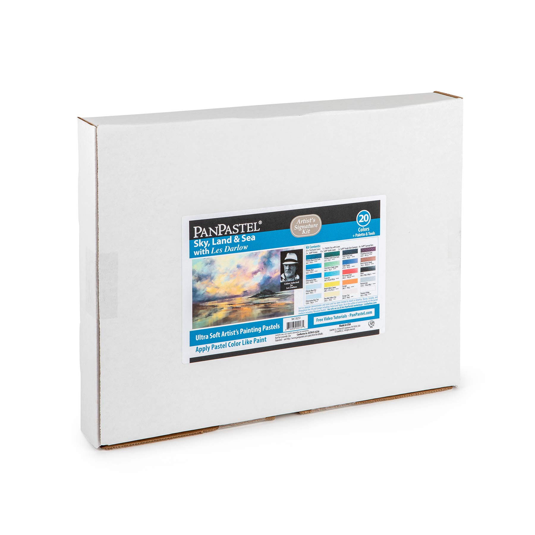 GOLDEN PanPastel Artist Pastels - Sky, Land & Sea Les Darlow Set (20 Professional Colors, Unique Cake-Like Pan Format) for Oil Painting, Sketching & Mixed Media Art