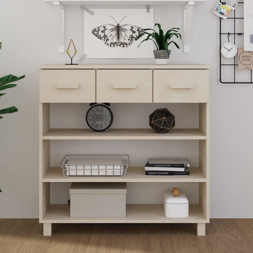 CHARMMA Solid Pine Console Table with 3 Drawers & Shelves - Entryway Shoe Storage for Hallway, 35.4