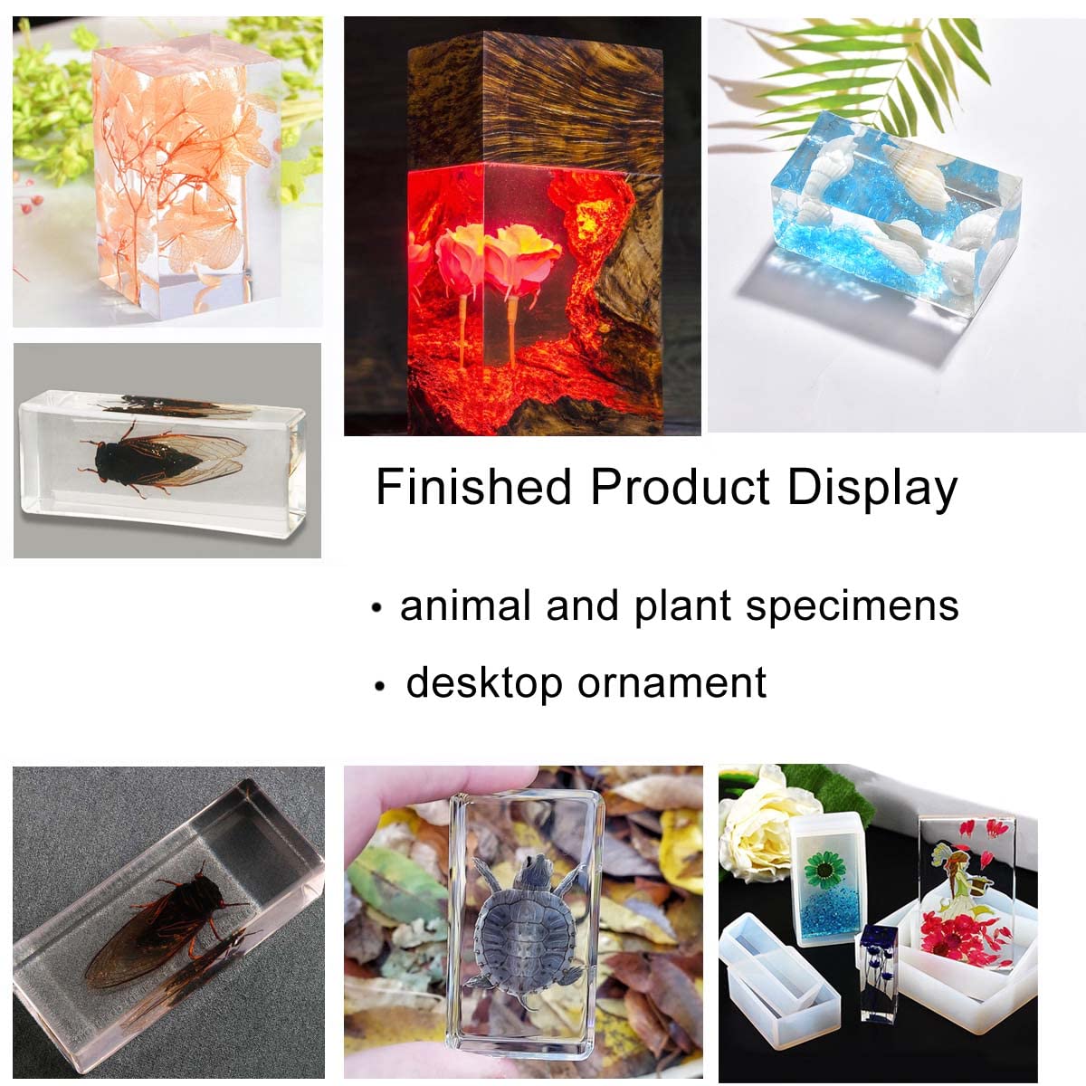 11Pcs Silicone Cube Molds Set - Hexahedron Crystal Polyhedral Resin Molds for DIY Crafts, Square Rectangular Casting Molds for Insect/Plant Specimen, Candle Wax & Soap Making - Perfect for Home Decor, Gift Display and Science Projects (11 Sizes)